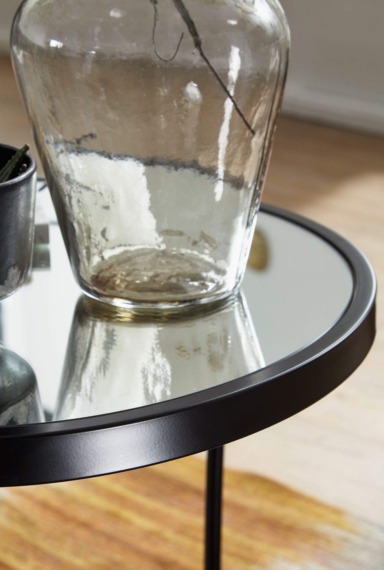 FineBuy Couchtisch 2tlg Rund Schwarz Spiegel Glas Wohnzimmertisch Beistelltisch – Ansicht 5