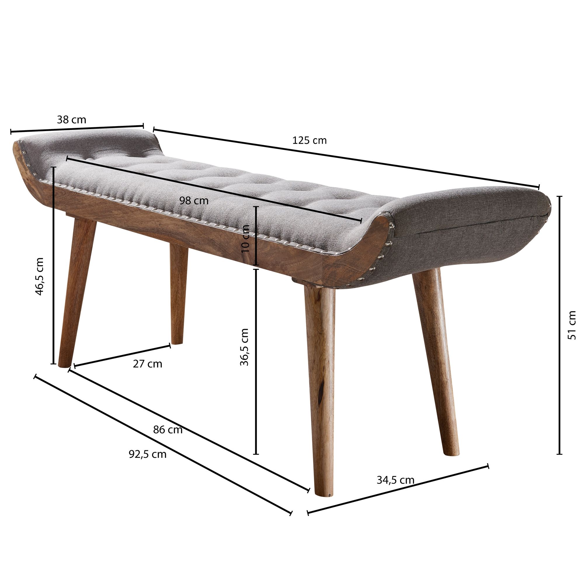 Sitzbank gepolstert 120cm Chesterfield Polsterbank Garderobenbank Design Bank – Ansicht 3