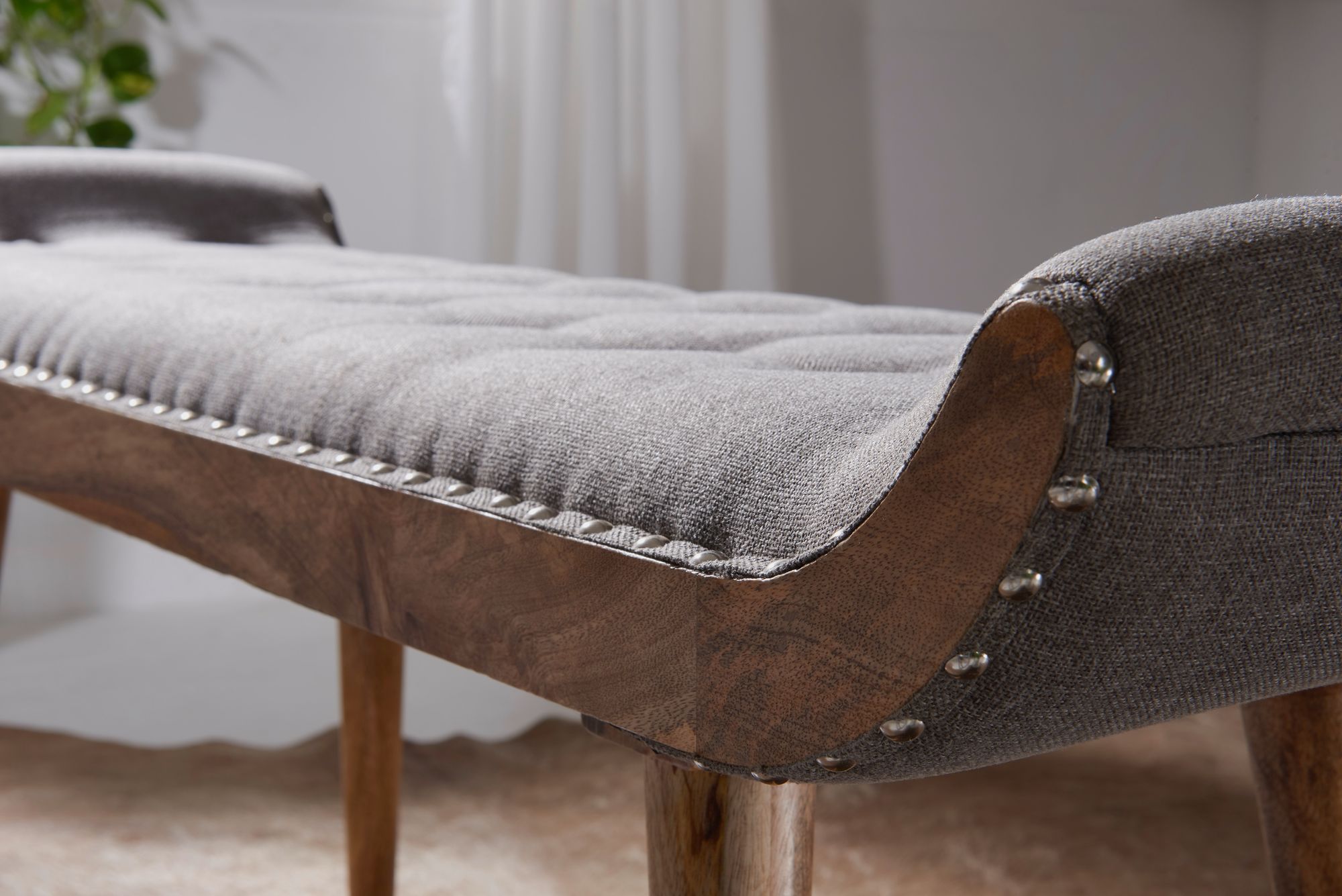 Sitzbank gepolstert 120cm Chesterfield Polsterbank Garderobenbank Design Bank – Ansicht 5