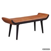 Gepolsterte Sitzbank 125cm Echtleder Braun Retro Polsterbank Garderobenbank Bank – Ansicht 6