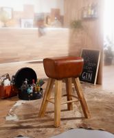 FineBuy Turnbock Barhocker 75 cm Massivholz Barstuhl Leder Tresenstuhl Hocker – Ansicht 2