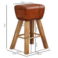 FineBuy Turnbock Barhocker 75 cm Massivholz Barstuhl Leder Tresenstuhl Hocker – Ansicht 3