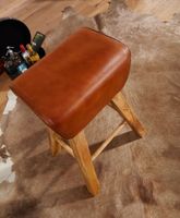 FineBuy Turnbock Barhocker 75 cm Massivholz Barstuhl Leder Tresenstuhl Hocker – Ansicht 4