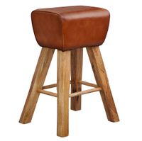 FineBuy Turnbock Barhocker 75 cm Massivholz Barstuhl Leder Tresenstuhl Hocker – Ansicht 6