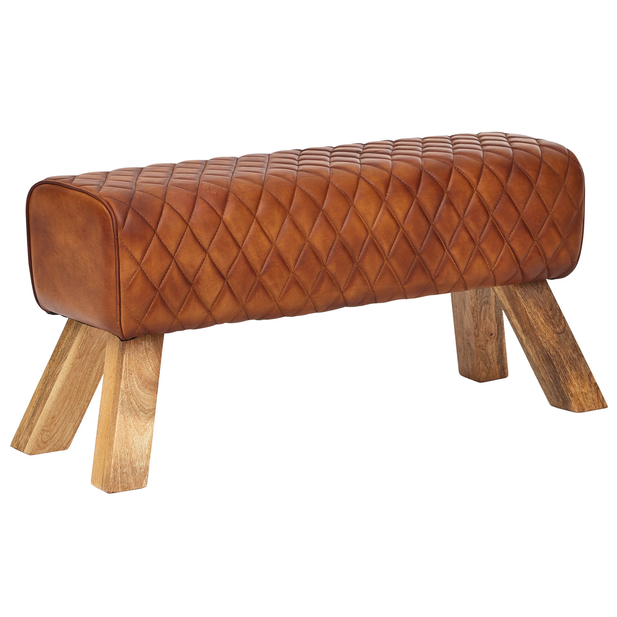 FineBuy Design Sitzbank Turnbock 90cm Cognac gesteppt Echtleder Mangoholz Retro Sitzhocker, Lederhocker mit Holzbeinen Sprinbock Hocker Garderobenbank | Farbe: Braun FineBuy Design Sitzbank Turnbock 90cm Cognac gesteppt Echtleder Mangoholz Retro Sitzhocker, Lederhocker mit Holzbeinen Sprinbock Hocker Garderobenbank | Farbe: Braun