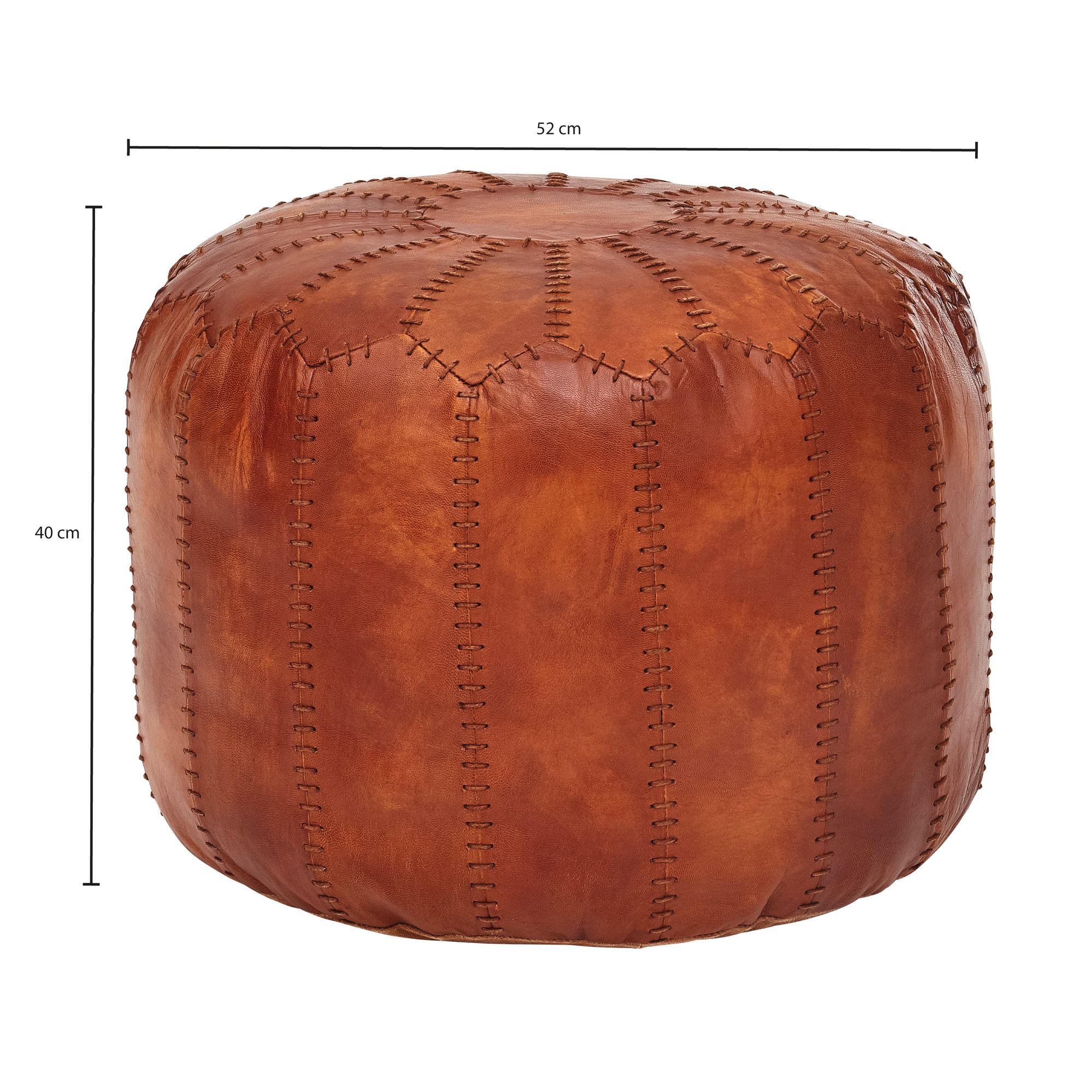 FineBuy Sitzhocker Echtleder 52x40x52cm Pouf Polsterhocker Rund Hocker Orient – Ansicht 3