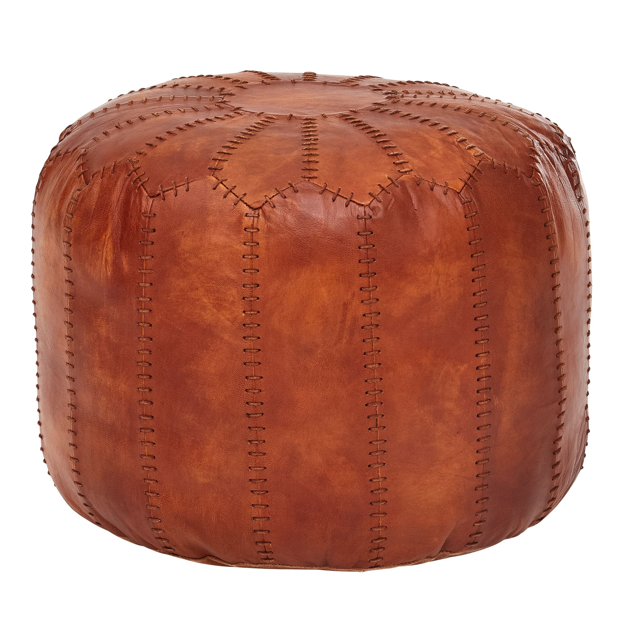 FineBuy Sitzhocker Echtleder 52x40x52cm Pouf Polsterhocker Rund Hocker Orient – Ansicht 6