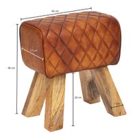 FineBuy Sitzhocker Echtleder 40x48x27 cm Fußhocker Lederhocker Massivholz Braun – Ansicht 3