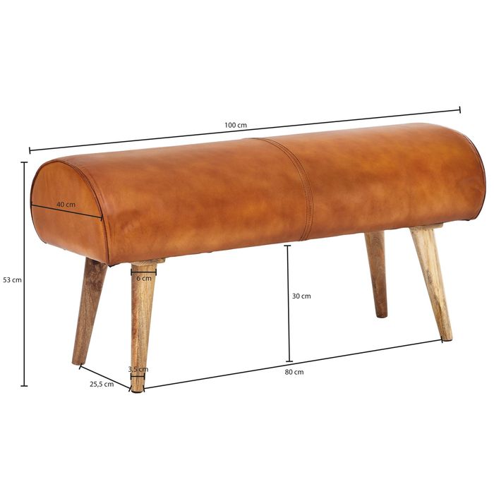 Sitzbank Turnbock 100 cm Echtleder Lederhocker Sprinbock Hocker Garderobenbank – Maßzeichnung