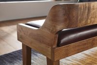 Gepolsterte Sitzbank mit Lehne 108cm Massivholz Echtleder Bank Garderobenbank – Ansicht 5