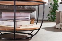 FineBuy Couchtisch Akazie Massivholz rund 60cm Wohnzimmertisch Ablage Industrial – Ansicht 5