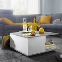 FineBuy Couchtisch 70x70cm Wohnzimmertisch Sofatisch Tisch mit 2 Schubladen – Ansicht 1