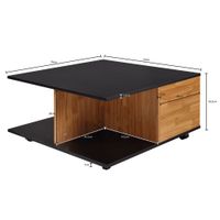 FineBuy Couchtisch 70x70cm Wohnzimmertisch Sofatisch Tisch mit 2 Schubladen – Ansicht 3