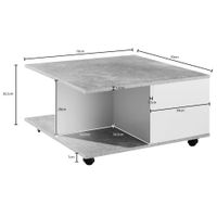 FineBuy Couchtisch 70x70cm Wohnzimmertisch Sofatisch Tisch mit 2 Schubladen – Ansicht 3
