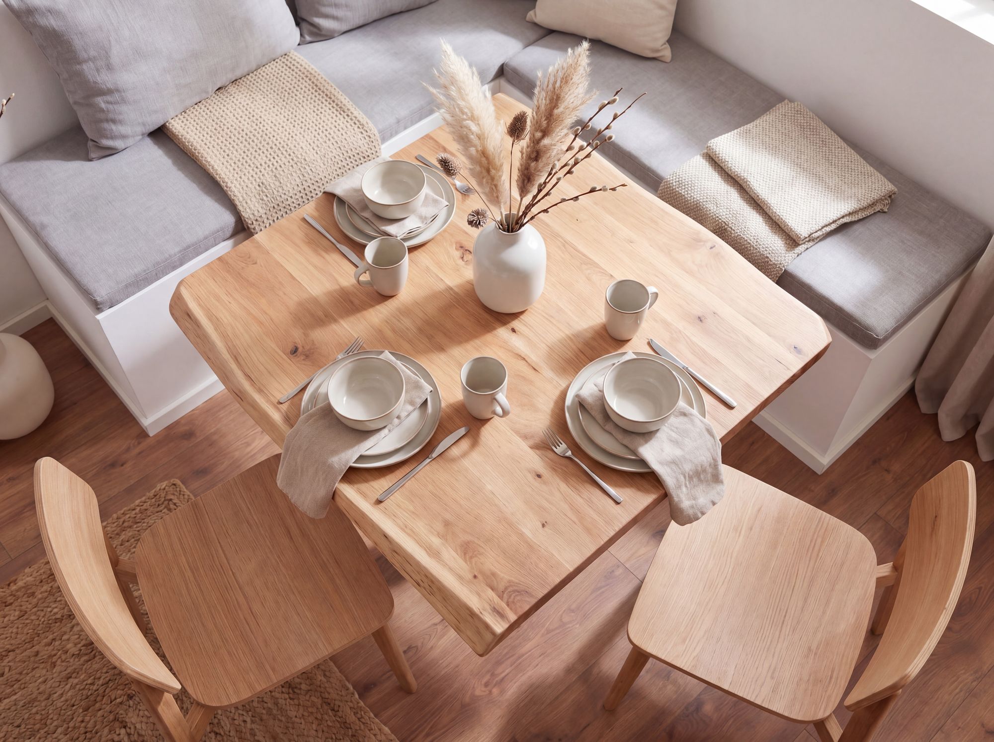 FineBuy Baumkante Esszimmertisch Akazie Massiv 80 x 75 cm Esstisch Küchentisch – Ansicht 4