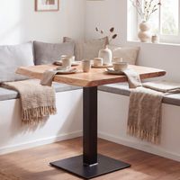 FineBuy Baumkante Esszimmertisch Akazie Massiv 80 x 75 cm Esstisch Küchentisch – Ansicht 1