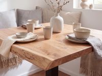 FineBuy Baumkante Esszimmertisch Akazie Massiv 80 x 75 cm Esstisch Küchentisch – Ansicht 5