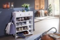 Schuhregal 60cm mit 2 Schubladen und 4 Fächer Standregal Weiß Regal Garderobe Flur – Ansicht 2