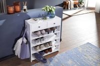 Schuhregal 60cm mit 2 Schubladen und 4 Fächer Standregal Weiß Regal Garderobe Flur – Ansicht 4