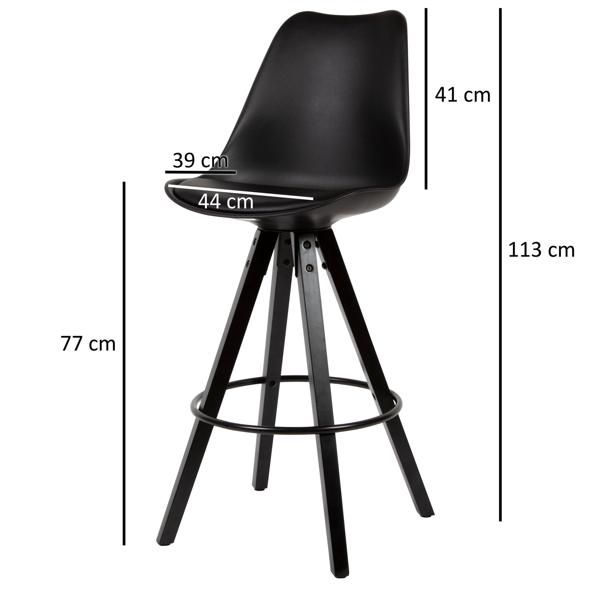 FineBuy 2er Set Barhocker Schwarz Tresenhocker Kunstleder mit Lehne Barstuhl – Ansicht 2