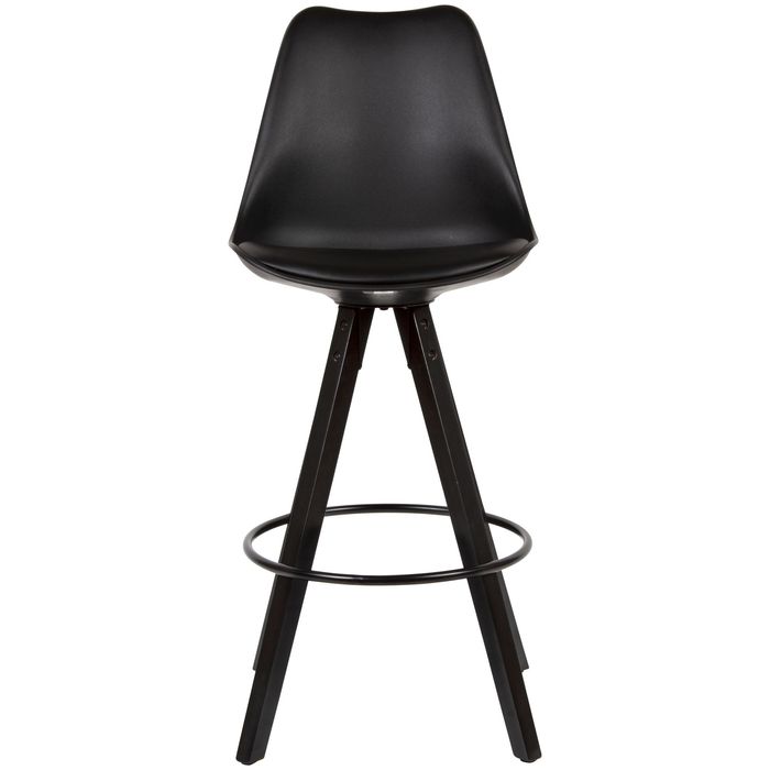 FineBuy 2er Set Barhocker Schwarz Kunstleder / Massivholz, Design Barstuhl Skandinavisch 2 Stück mit schwarzen Beinen, Tresenhocker mit Lehne Sitzhöhe 77 cm 4250950295001