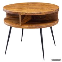 FineBuy Couchtisch Sheesham Massivholz rund Ø 60 cm Wohnzimmertisch Ablage – Ansicht 6