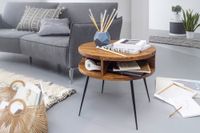 FineBuy Couchtisch Sheesham Massivholz rund Ø 60 cm Wohnzimmertisch Ablage – Ansicht 2