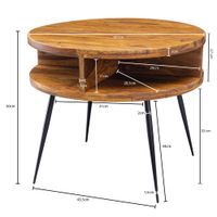 FineBuy Couchtisch Sheesham Massivholz rund Ø 60 cm Wohnzimmertisch Ablage – Ansicht 3