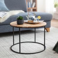 FineBuy Couchtisch Akazie Massivholz rund 60cm Wohnzimmertisch Handgefertigt – Ansicht 1
