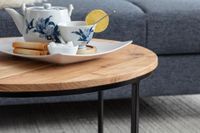 FineBuy Couchtisch Akazie Massivholz rund 60cm Wohnzimmertisch Handgefertigt – Ansicht 5