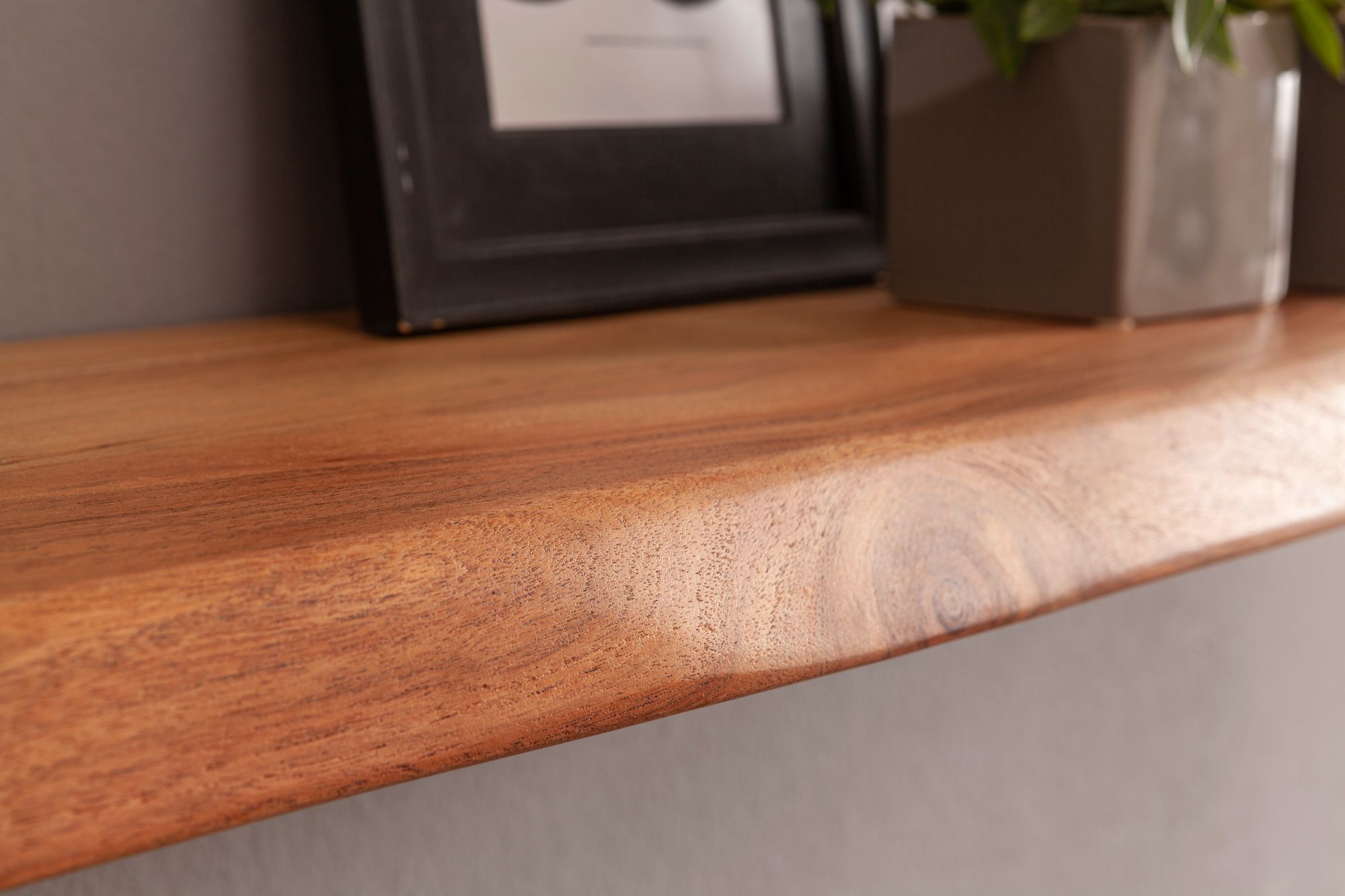 FineBuy Wandregal Baumkante Akazie Holz Design Schweberegal Regal Massiv Natur – Ansicht 5
