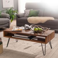 FineBuy Couchtisch Massivholz 100x40x50 cm Wohnzimmertisch Sofatisch Tisch – Ansicht 1