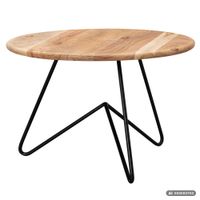 FineBuy Couchtisch Akazie Massivholz rund 60cm Wohnzimmertisch Metallgestell – Ansicht 6