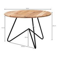 FineBuy Couchtisch Akazie Massivholz rund 60cm Wohnzimmertisch Metallgestell – Ansicht 3