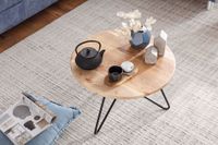 FineBuy Couchtisch Akazie Massivholz rund 60cm Wohnzimmertisch Metallgestell – Ansicht 4