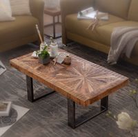 Couchtisch Massivholz 105x55 cm rechteckig Wohnzimmertisch Industrial Design – Ansicht 1