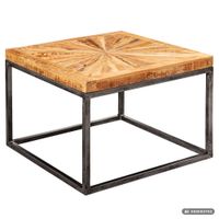 Couchtisch Massivholz quadratisch 55cm Wohnzimmertisch Metallgestell Industrial – Ansicht 6