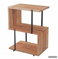 FineBuy Beistelltisch S-From 45x60x30 cm Akazie Dekotisch Sofatisch Holz Metall – Ansicht 6
