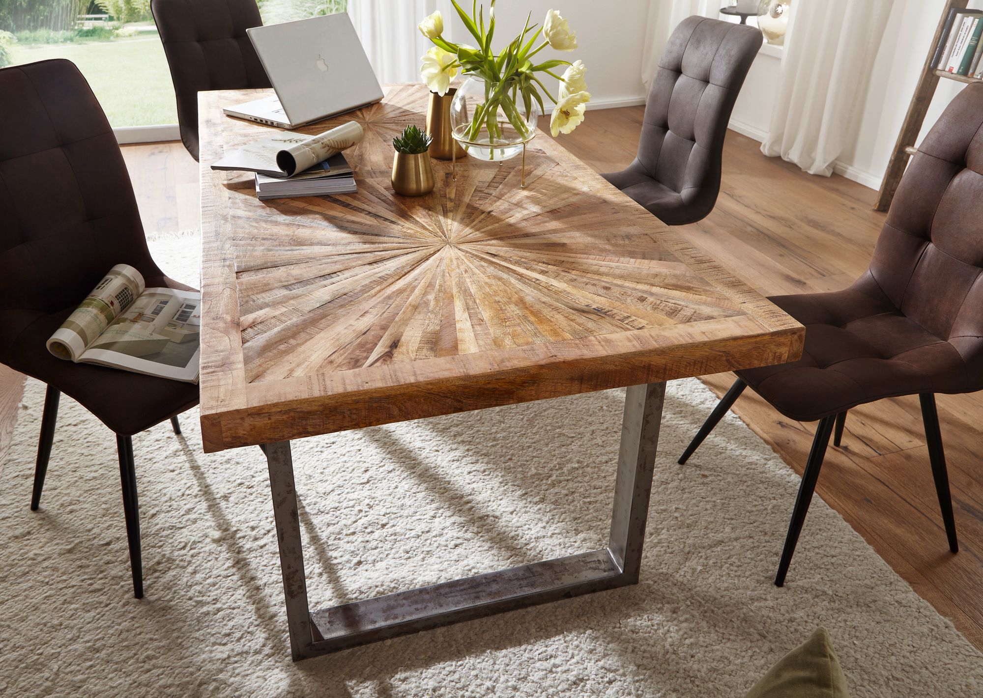 FineBuy Esstisch Natur Küchentisch Holz Esszimmertisch Massiv Industrial Tisch – Ansicht 4