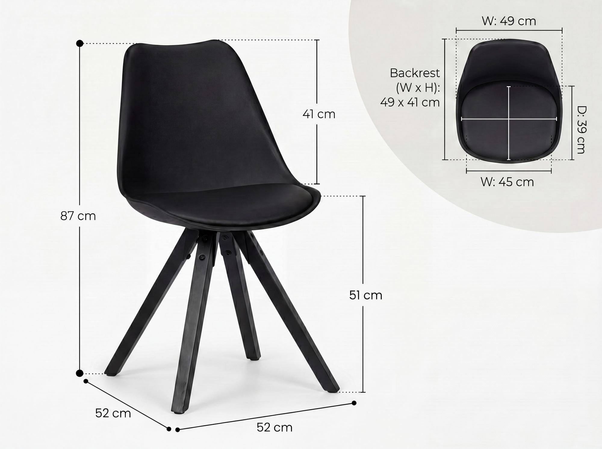FineBuy 2er Set Esszimmerstuhl Kunstleder Polsterstuhl Küchenstuhl Skandinavisch – Ansicht 3