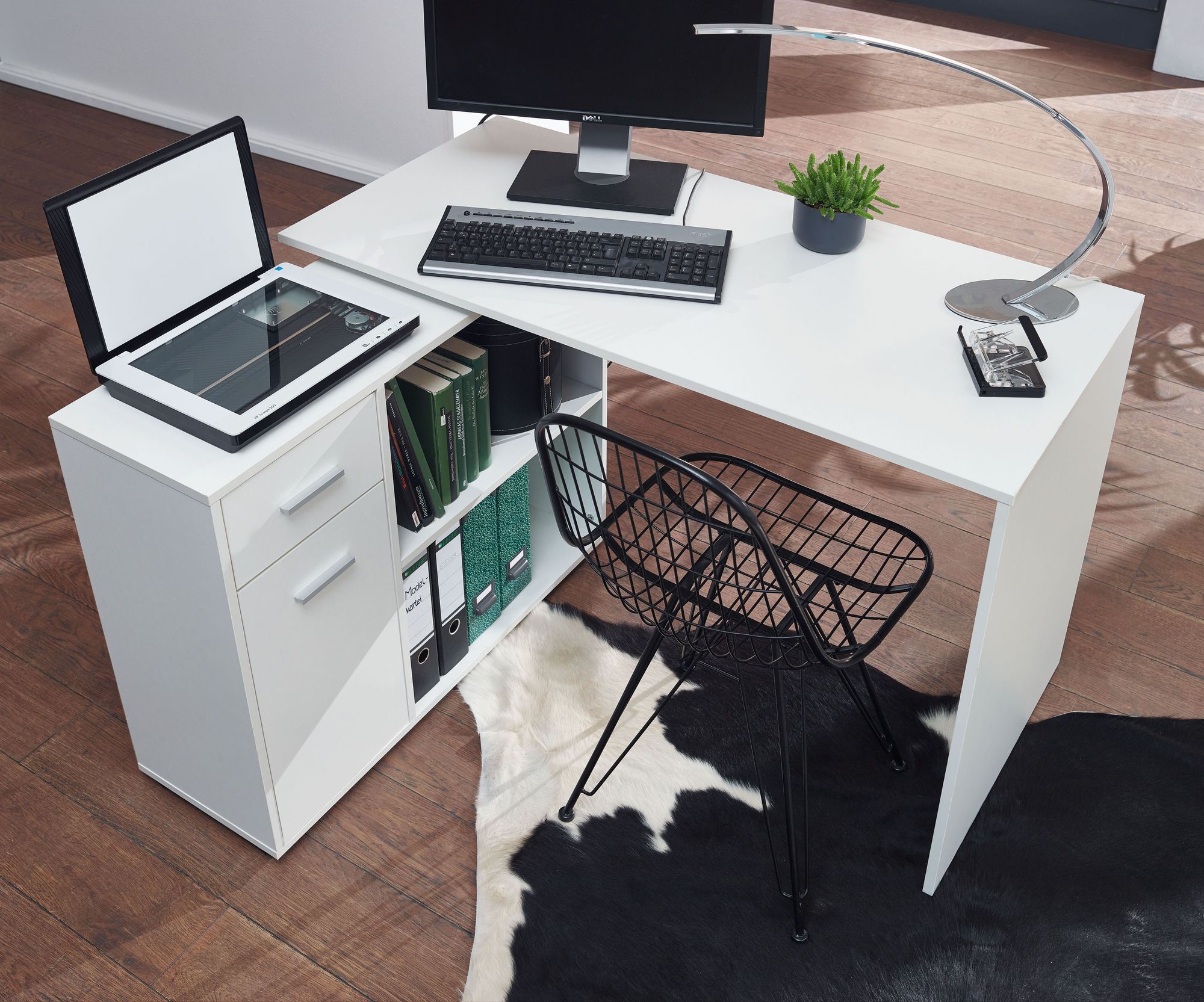 FineBuy Schreibtisch Computer Eckschreibtisch Bürotisch Regal Winkel PC Tisch – Ansicht 5