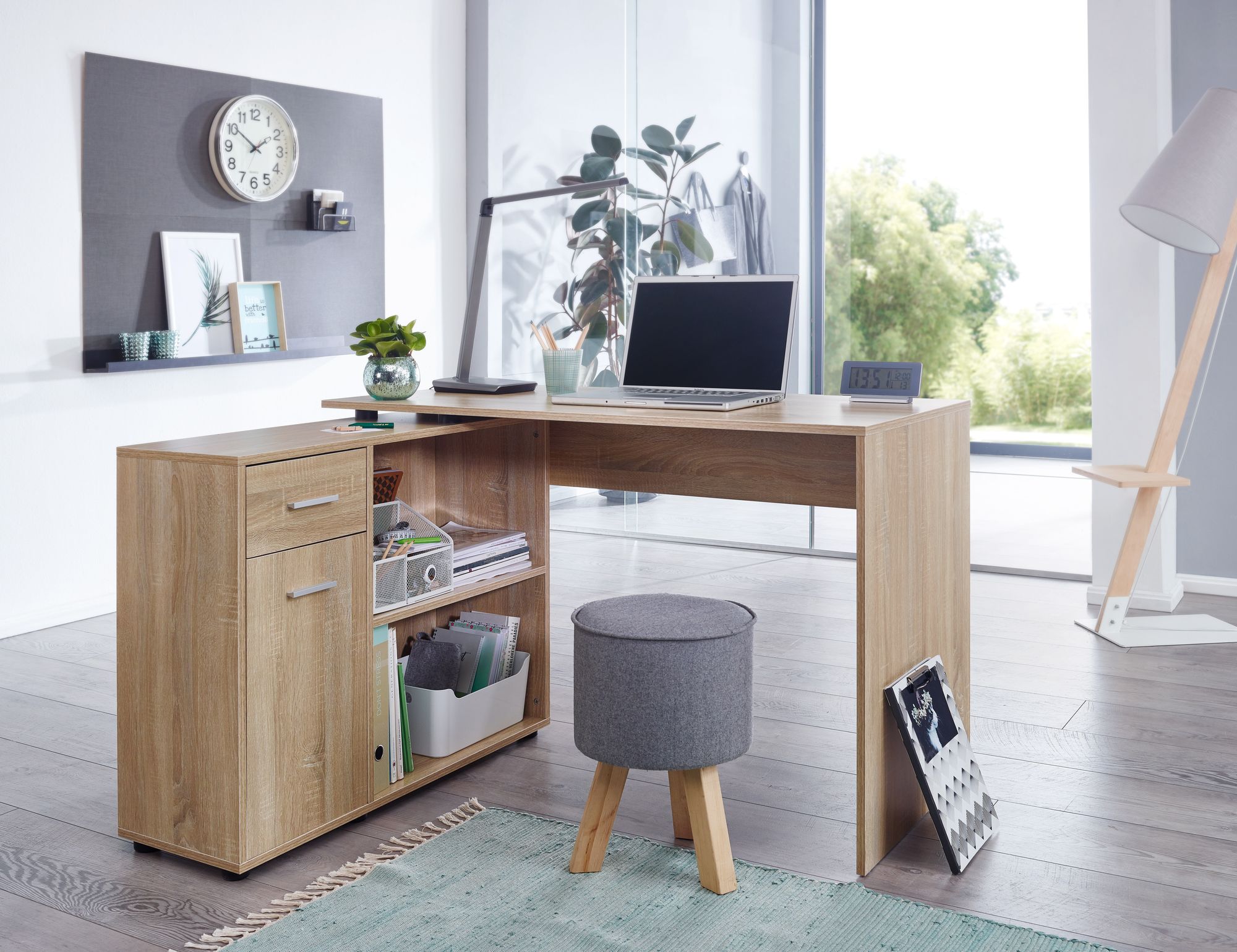 FineBuy Schreibtisch Computer Eckschreibtisch Bürotisch Regal Winkel PC Tisch – Ansicht 2