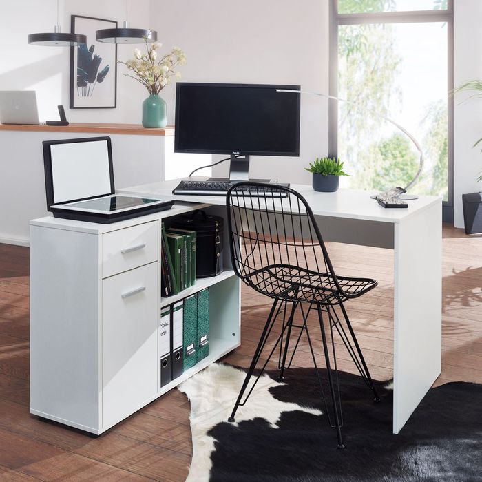 FineBuy Schreibtisch Computer Eckschreibtisch Bürotisch Regal Winkel PC Tisch