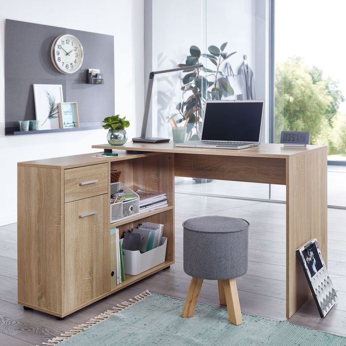 FineBuy Schreibtisch Computer Eckschreibtisch Bürotisch Regal Winkel PC Tisch