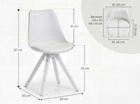 2er Set Retro Esszimmerstuhl Weiße Beine Polsterstuhl Küchenstuhl Kunstleder – Ansicht 3