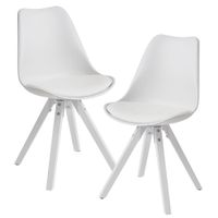 2er Set Retro Esszimmerstuhl Weiße Beine Polsterstuhl Küchenstuhl Kunstleder – Ansicht 6