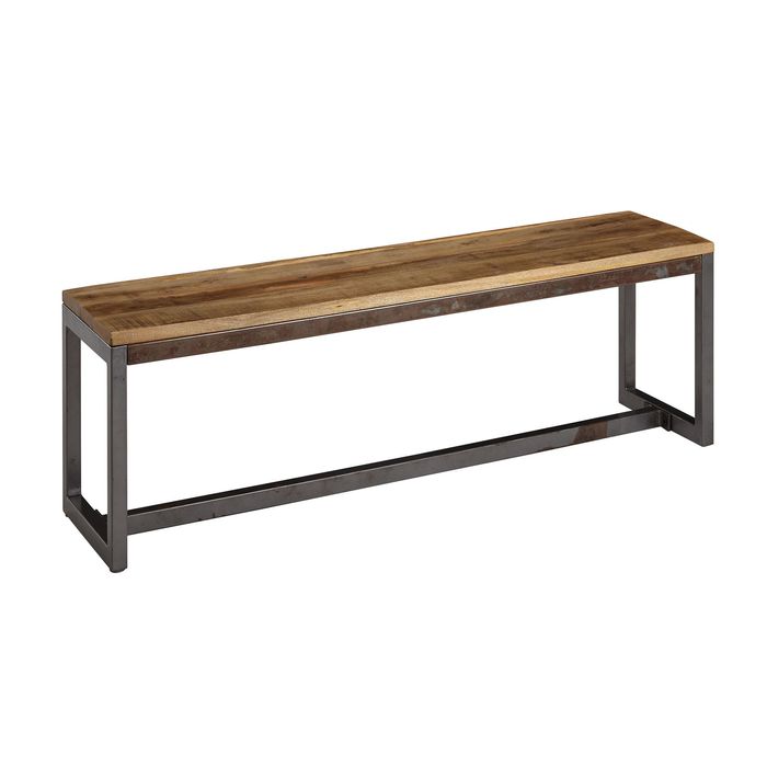 FineBuy Esszimmerbank 120 x 46 x 45 cm Mango Massivholz / Metall Holzbank Vintage, Esstischbank Massiv ohne Rücken-Lehne, Küchenbank Essbank Klein 4250950298880