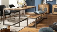 FineBuy Esszimmerbank Mango Massivholz 120x46x45 cm Holzbank Essbank ohne Lehne – Ansicht 2