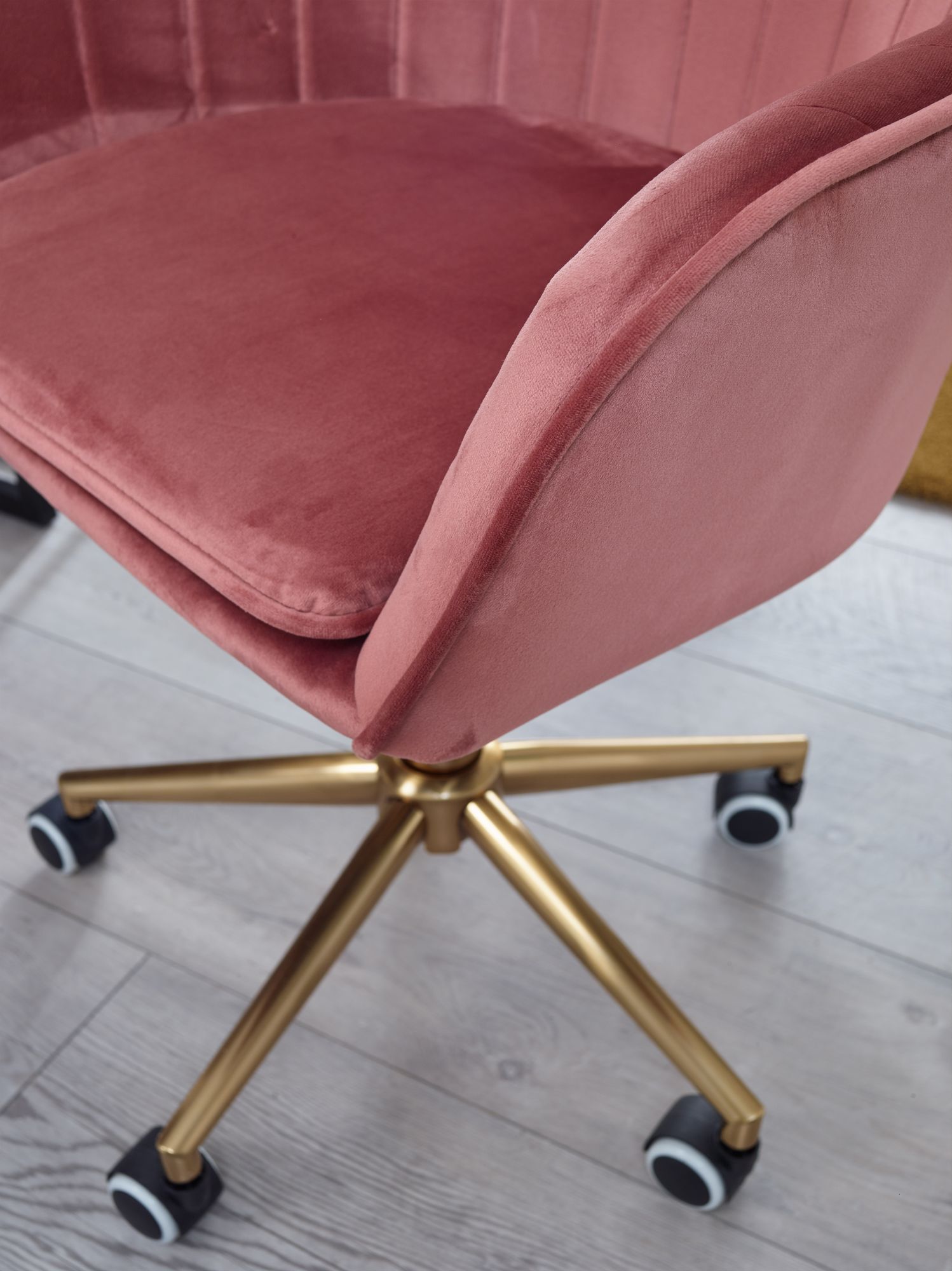 FineBuy Schreibtischstuhl Samt Drehstuhl mit Lehne 120 kg Schalenstuhl Stuhl – Ansicht 5