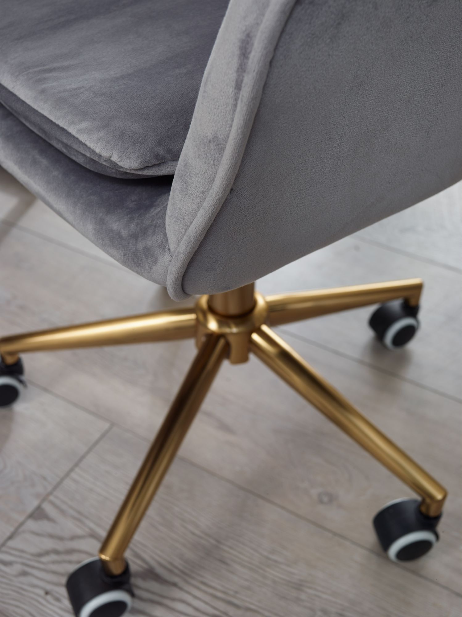 FineBuy Schreibtischstuhl Samt Drehstuhl mit Lehne 120 kg Schalenstuhl Stuhl – Ansicht 4